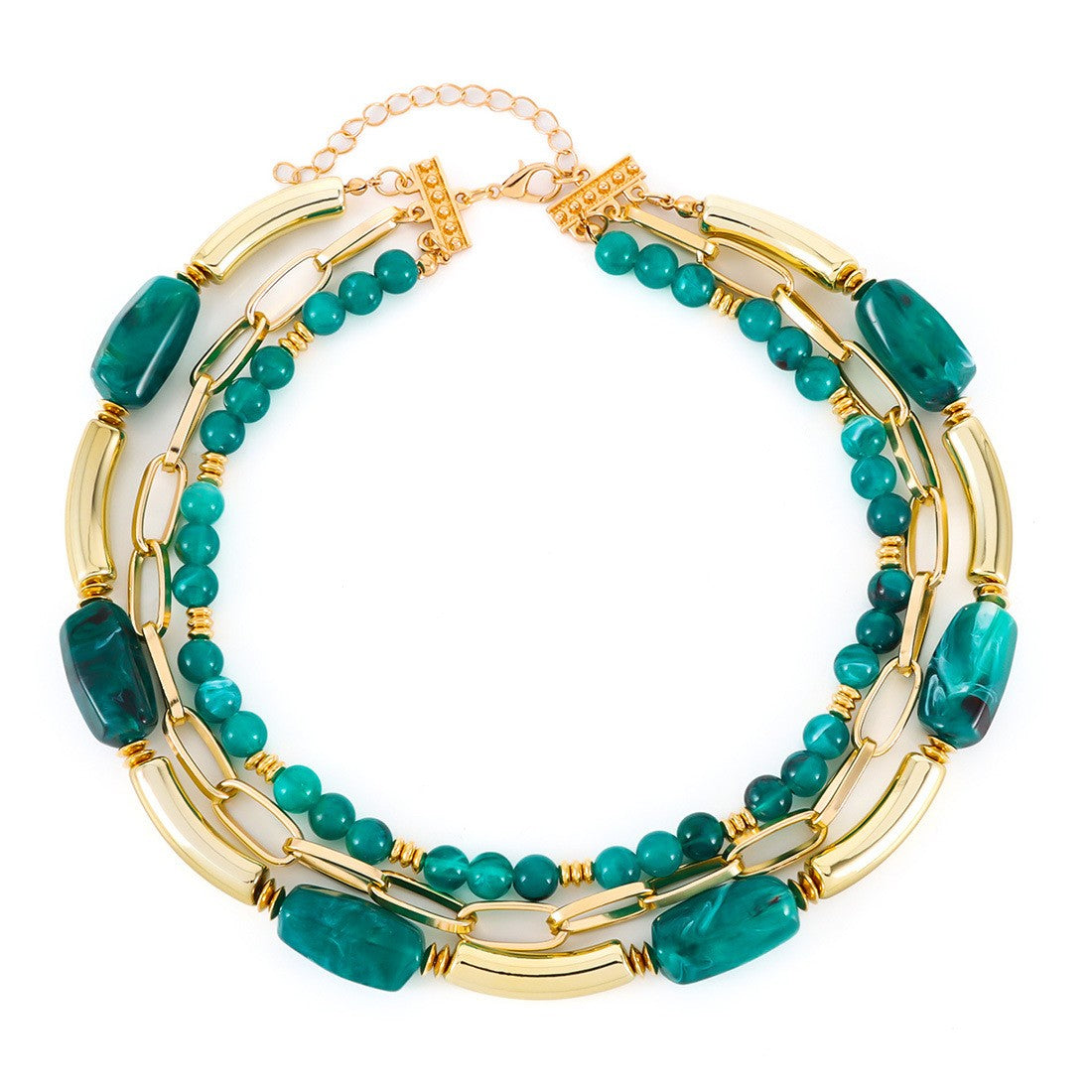 Classy Pink Geometric Layered Necklace