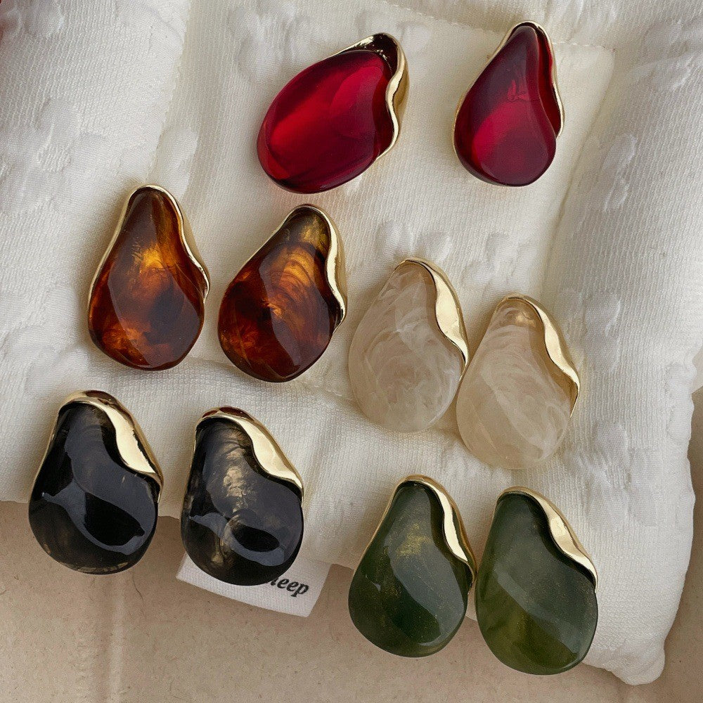 Classy Marbled Resin Teardrop Earrings