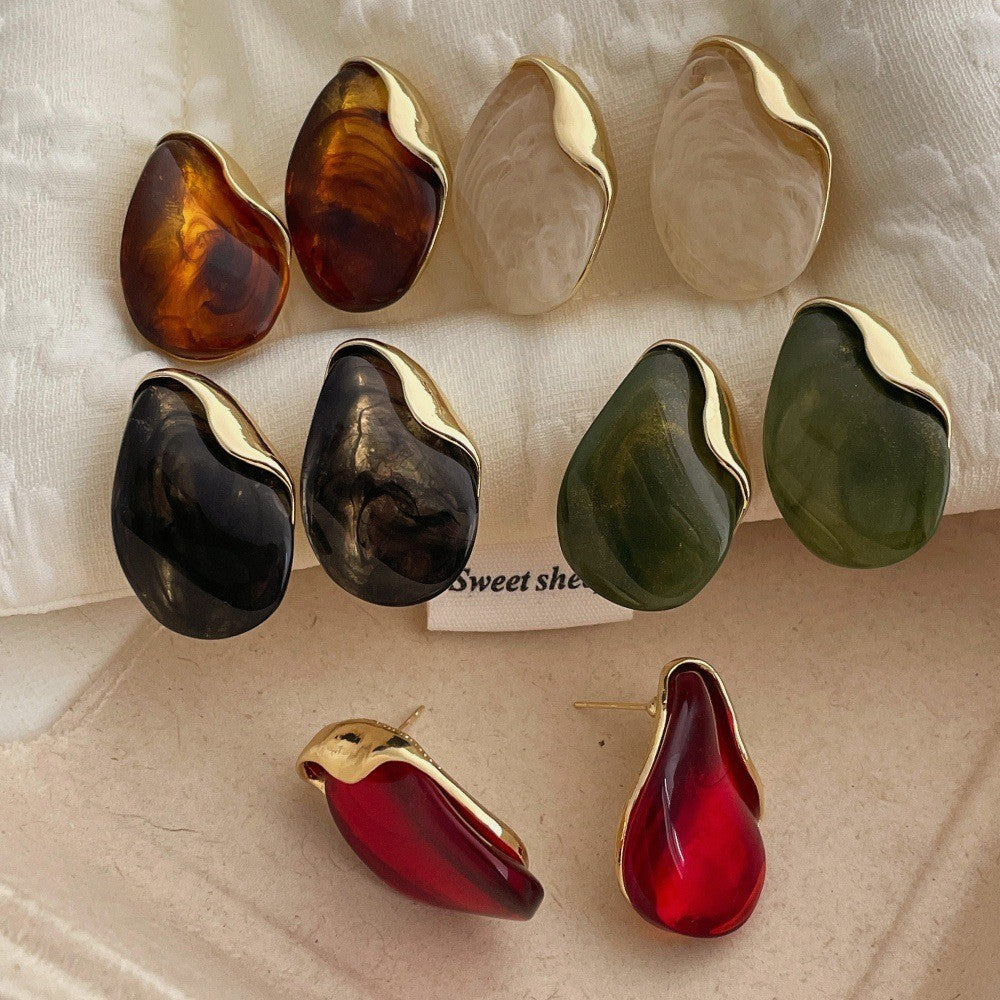 Classy Marbled Resin Teardrop Earrings