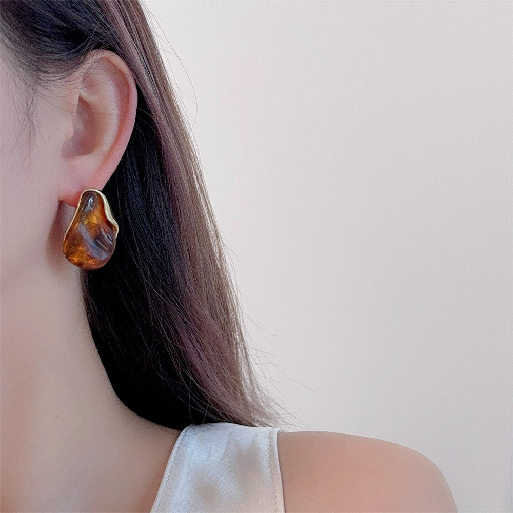 Classy Marbled Resin Teardrop Earrings