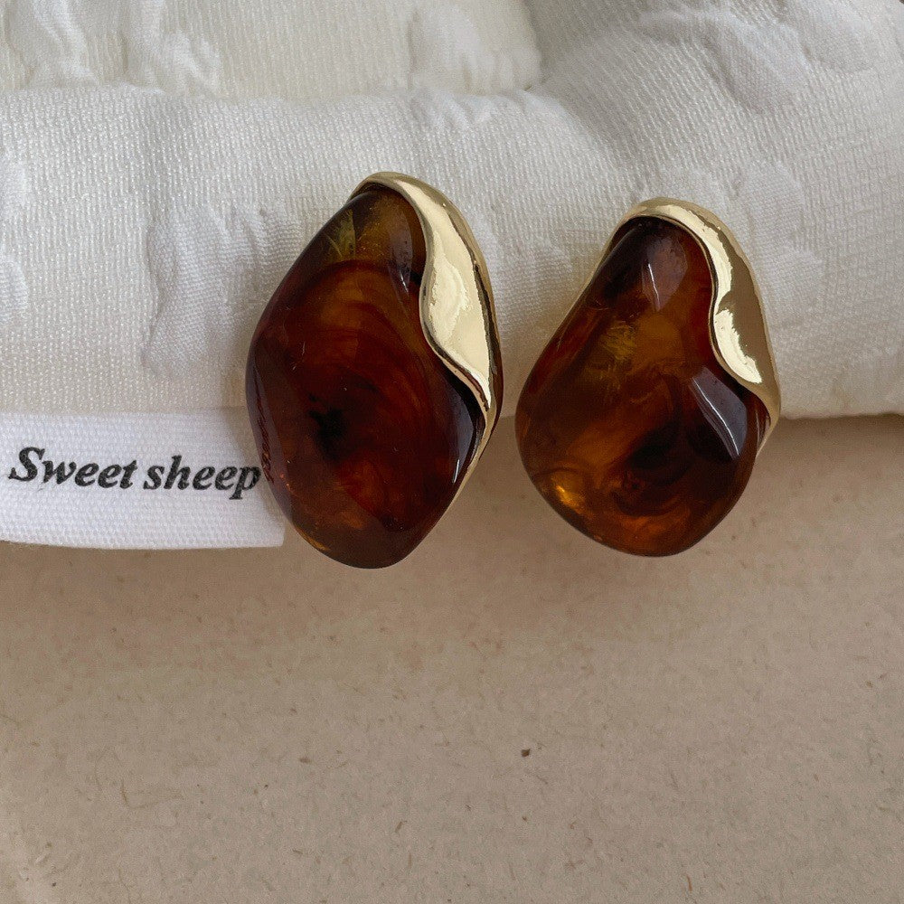 Classy Marbled Resin Teardrop Earrings
