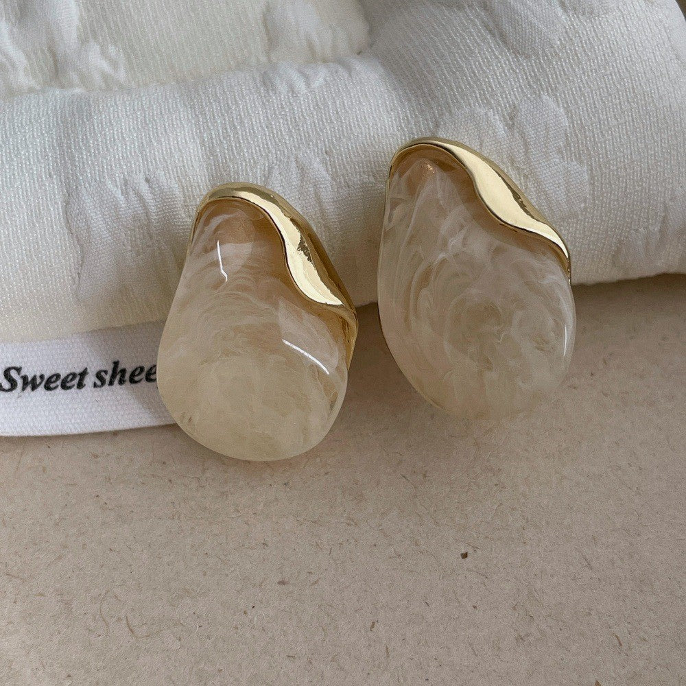 Classy Marbled Resin Teardrop Earrings
