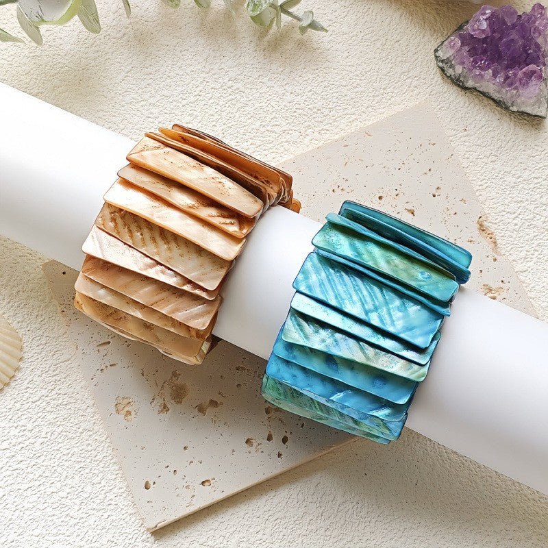 Boho Marbled Shell Statement Bracelet