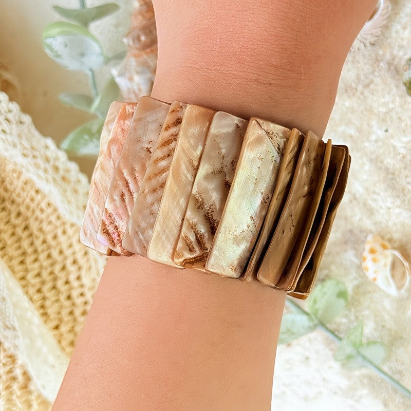 Boho Marbled Shell Statement Bracelet
