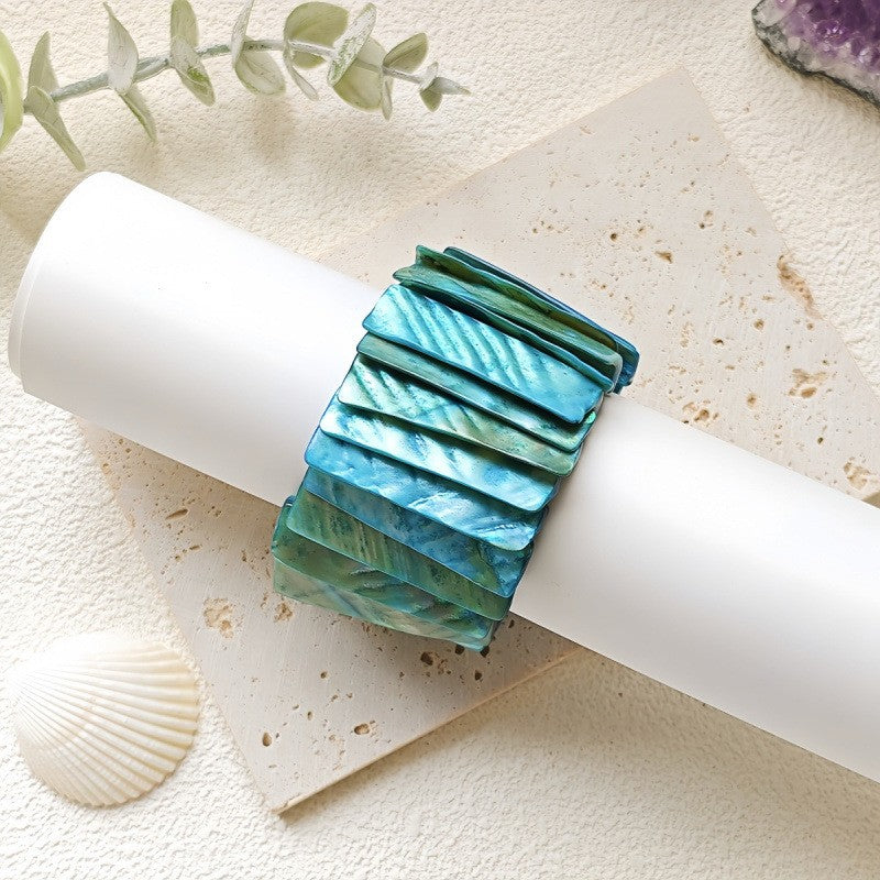 Boho Marbled Shell Statement Bracelet