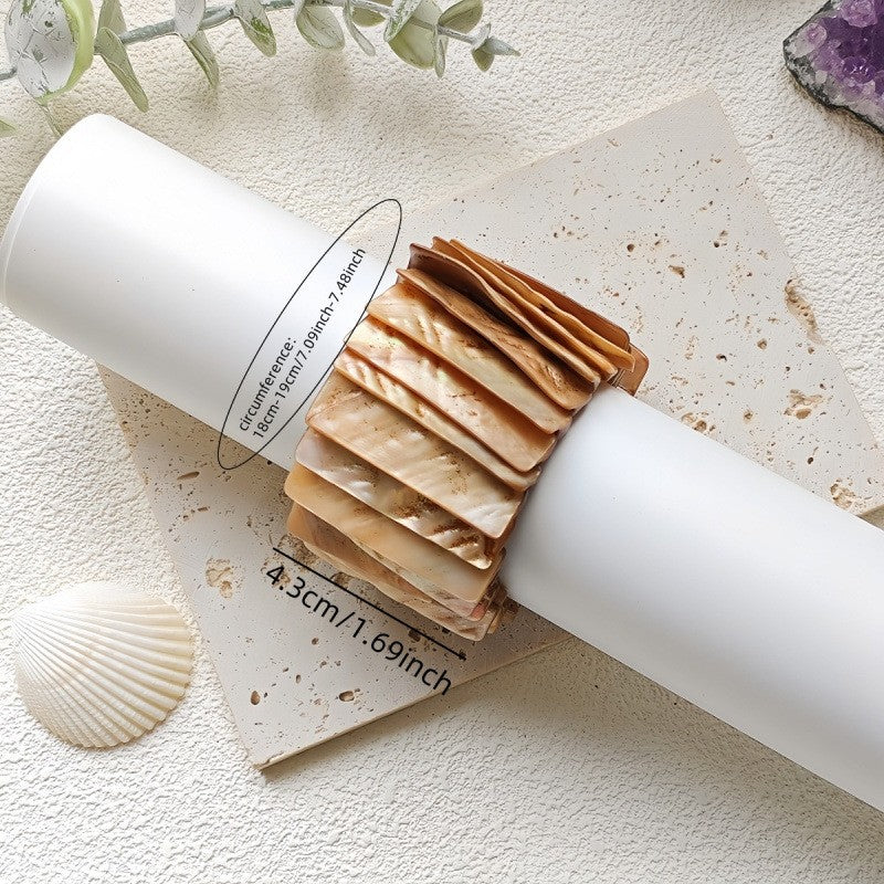 Boho Marbled Shell Statement Bracelet