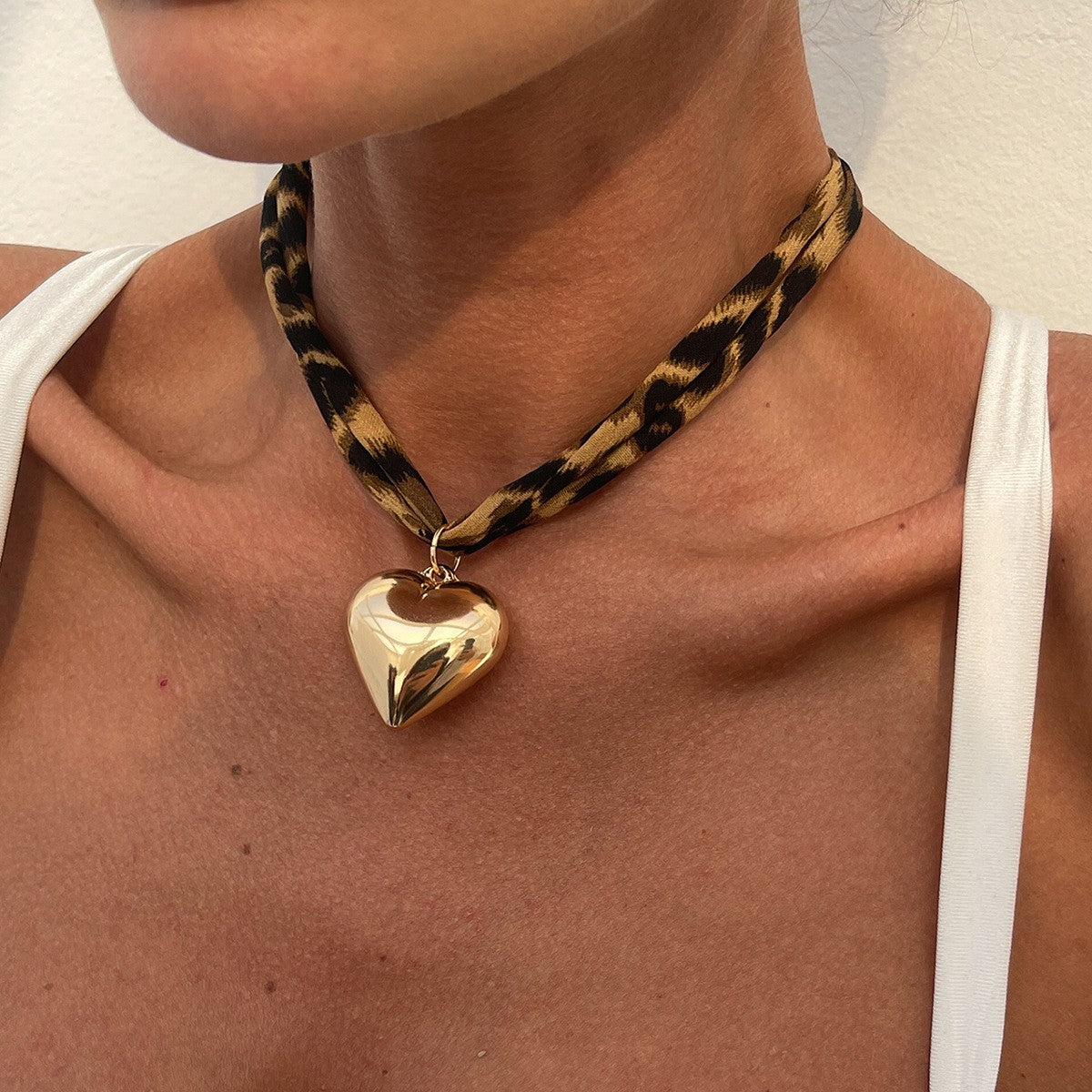 Boho Leopard Print Spiral Choker Necklace