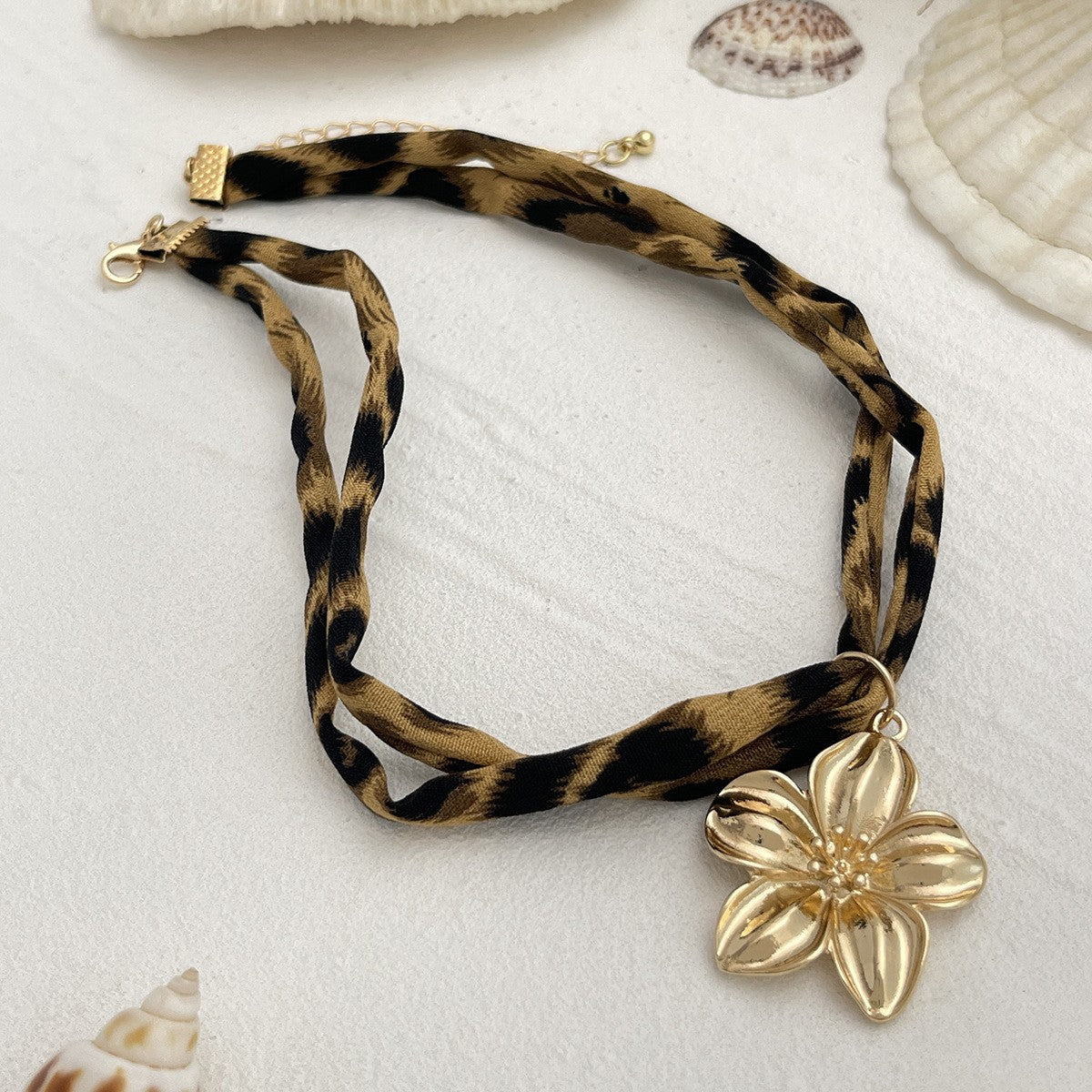 Boho Leopard Print Spiral Choker Necklace