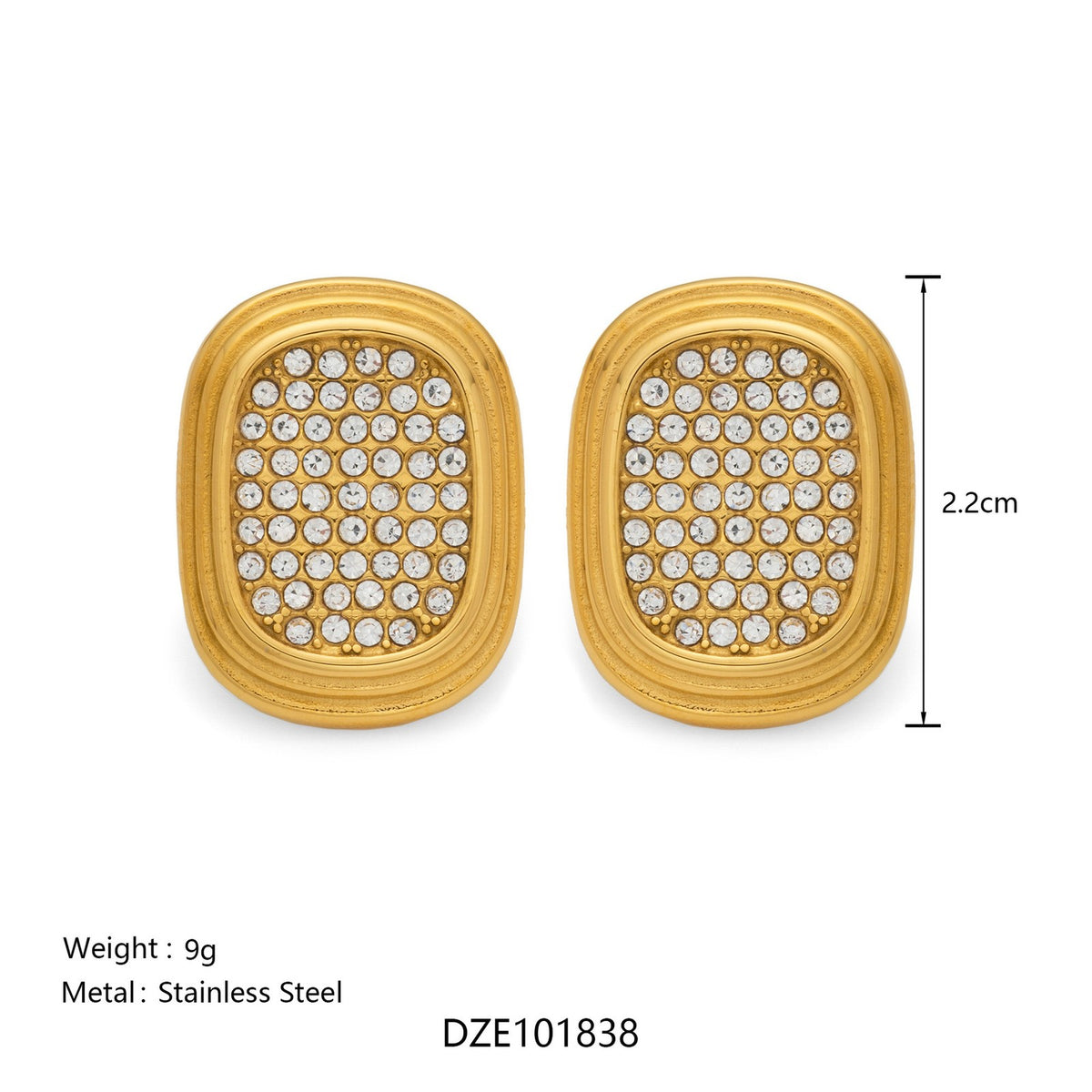 18k Classy Pave Geometric Stud Earrings