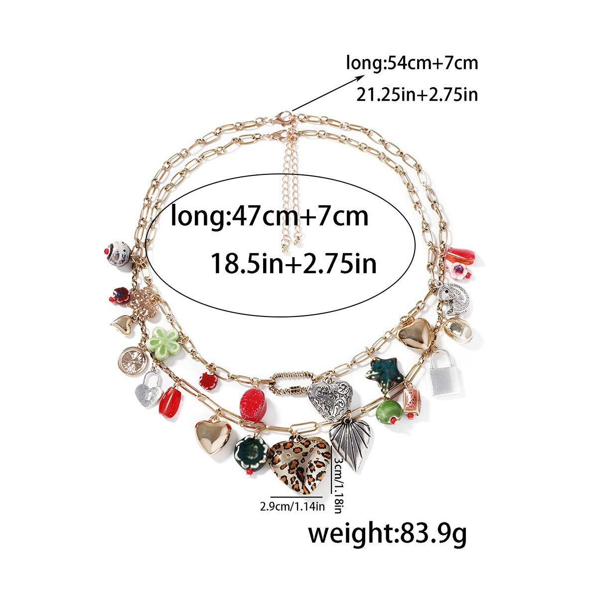 Statement Leopard Heart Multi-Layer Necklace