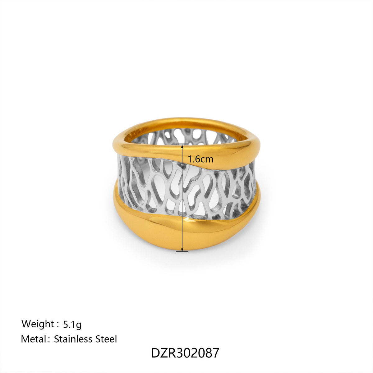 14k Classy Cutout Mesh Ring