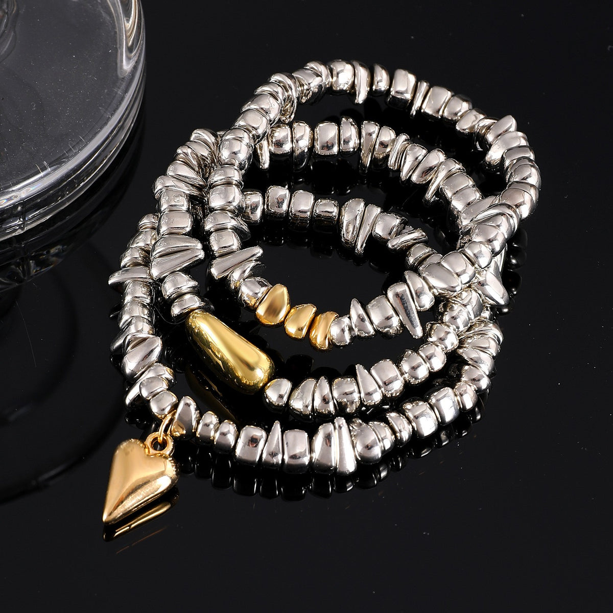 3pc Vintage Geometric Bead Bracelet Set
