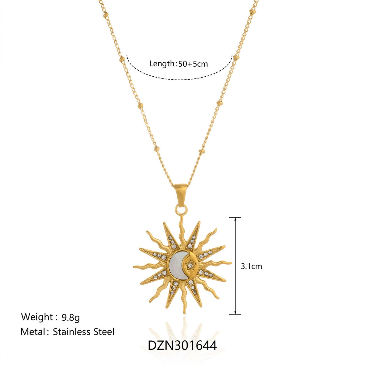 14k Boho Sun & Moon Layered Necklace