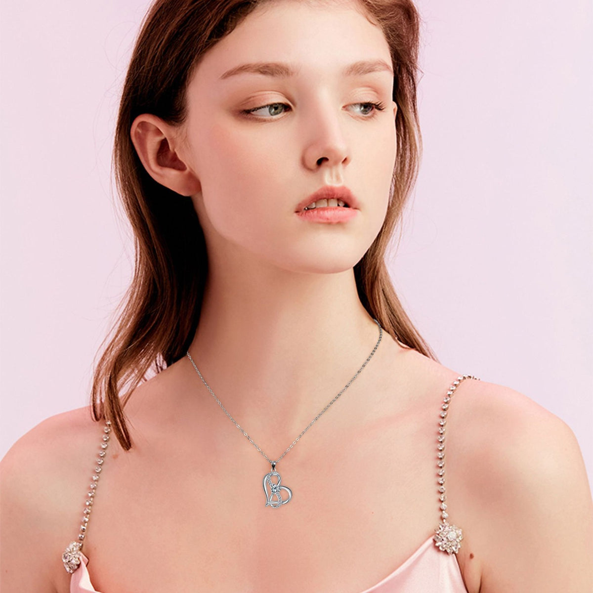 Romantic Interlocking Heart Pendant Necklace