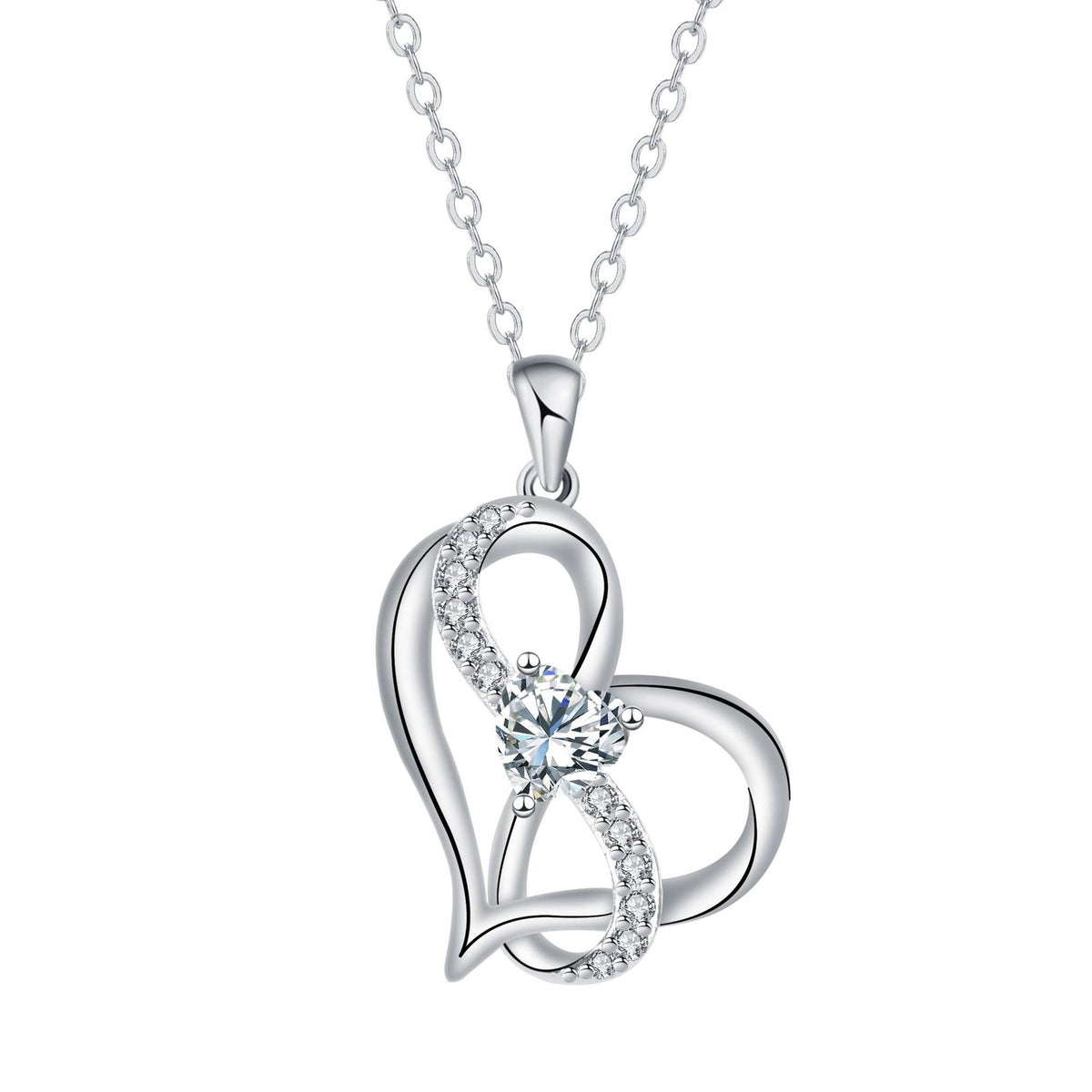 Romantic Interlocking Heart Pendant Necklace