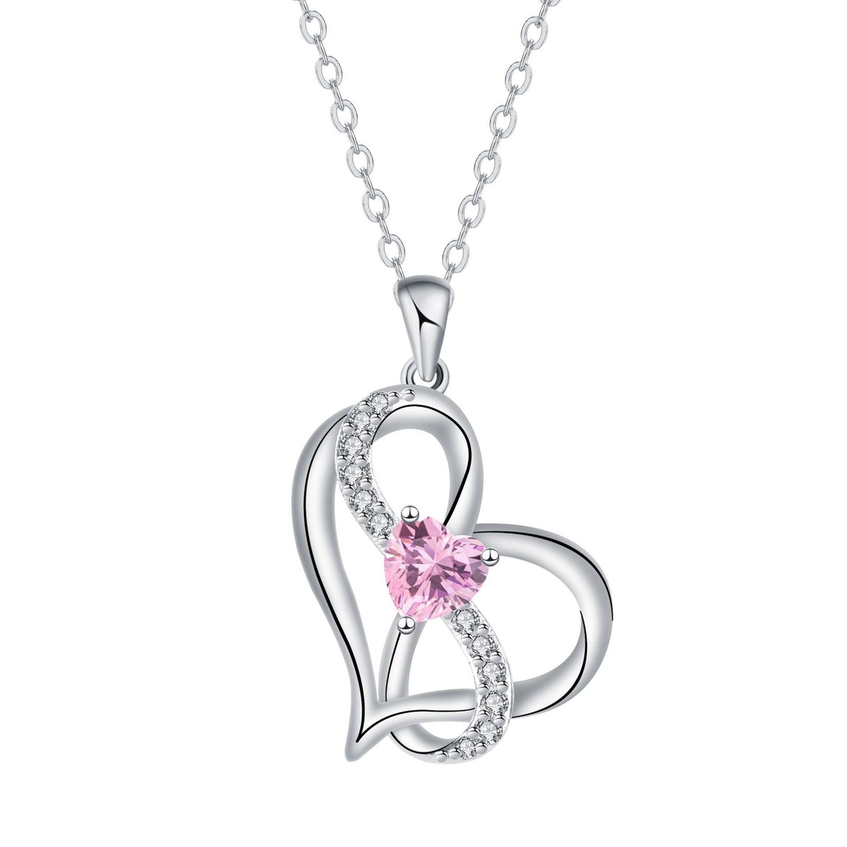 Romantic Interlocking Heart Pendant Necklace