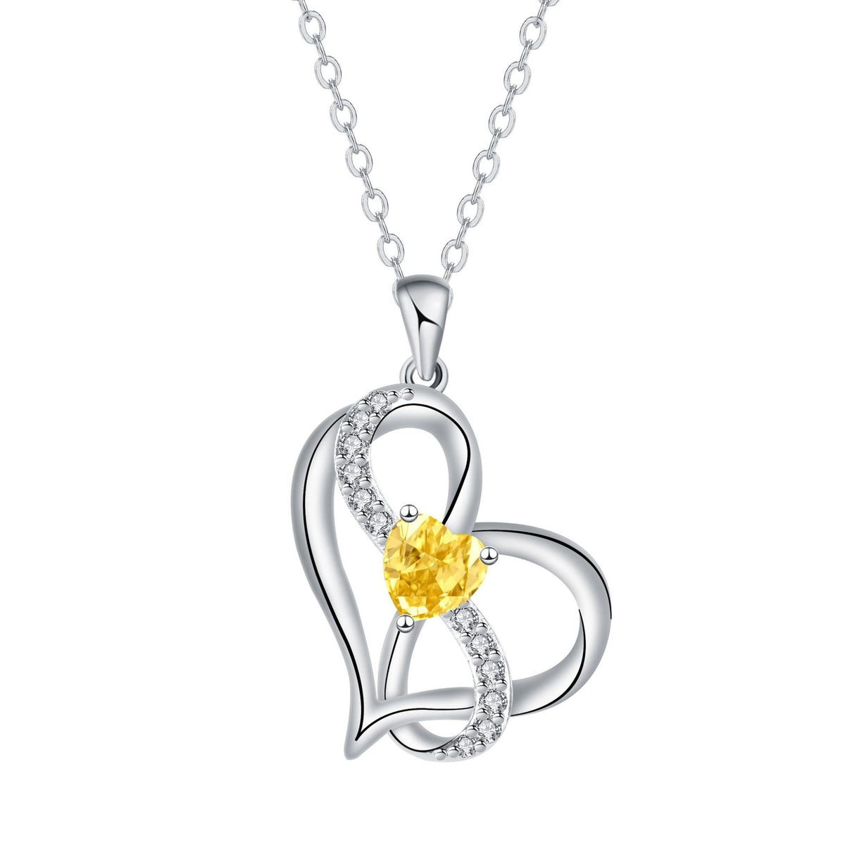 Romantic Interlocking Heart Pendant Necklace