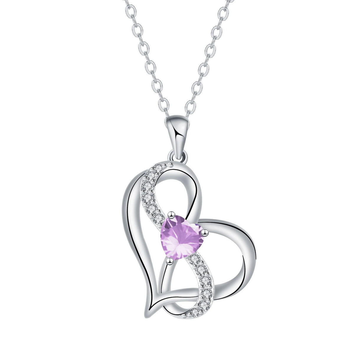 Romantic Interlocking Heart Pendant Necklace