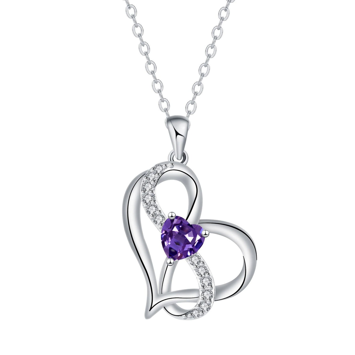 Romantic Interlocking Heart Pendant Necklace