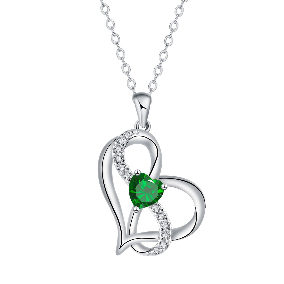 Romantic Interlocking Heart Pendant Necklace