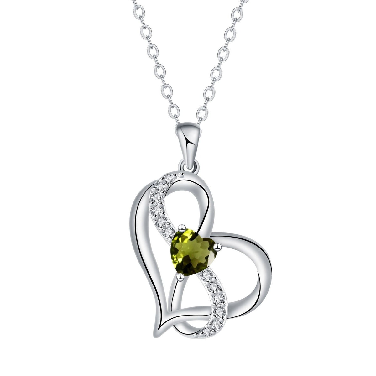 Romantic Interlocking Heart Pendant Necklace