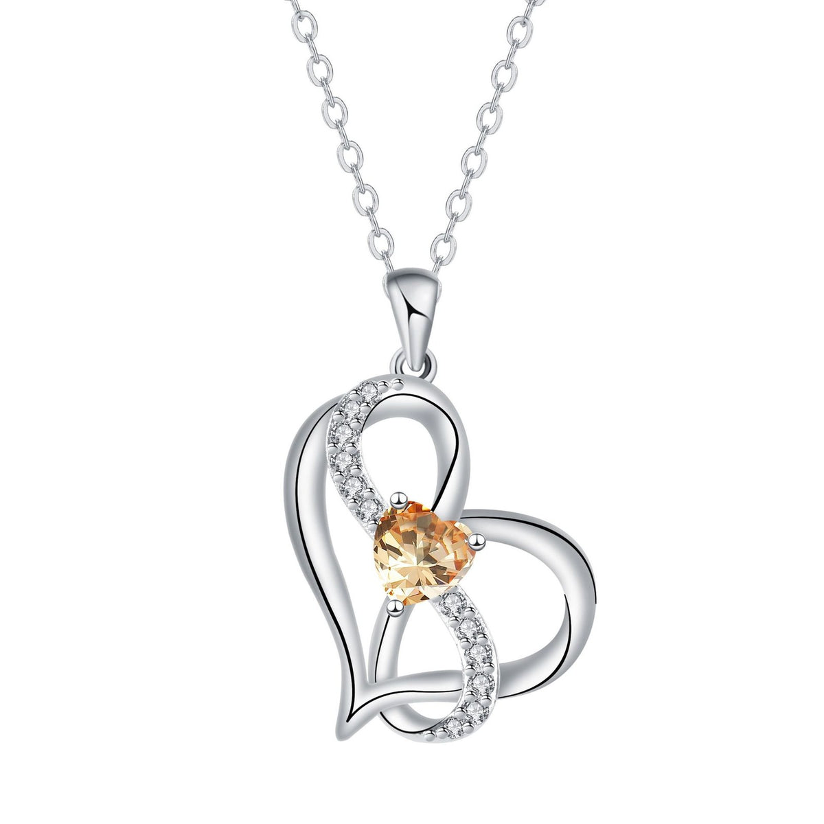 Romantic Interlocking Heart Pendant Necklace