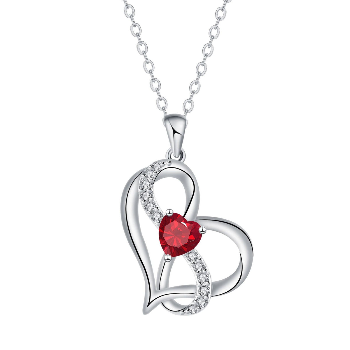 Romantic Interlocking Heart Pendant Necklace