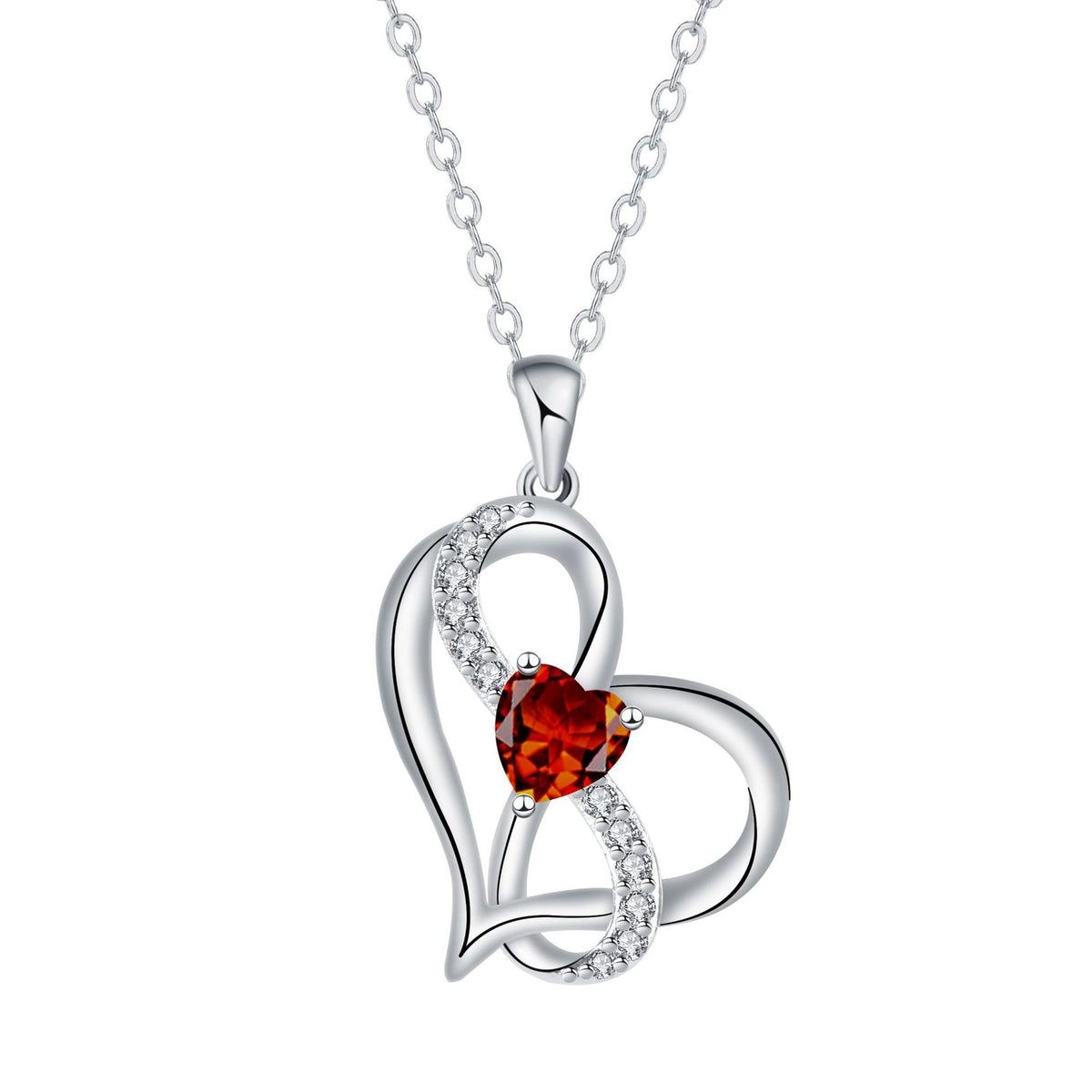 Romantic Interlocking Heart Pendant Necklace