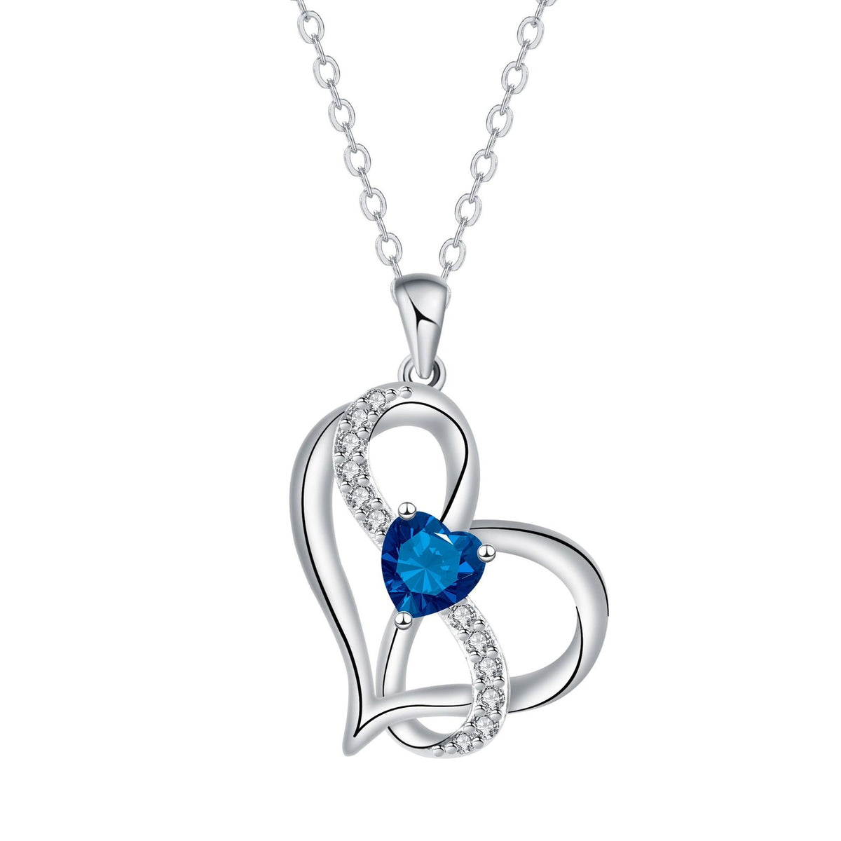 Romantic Interlocking Heart Pendant Necklace