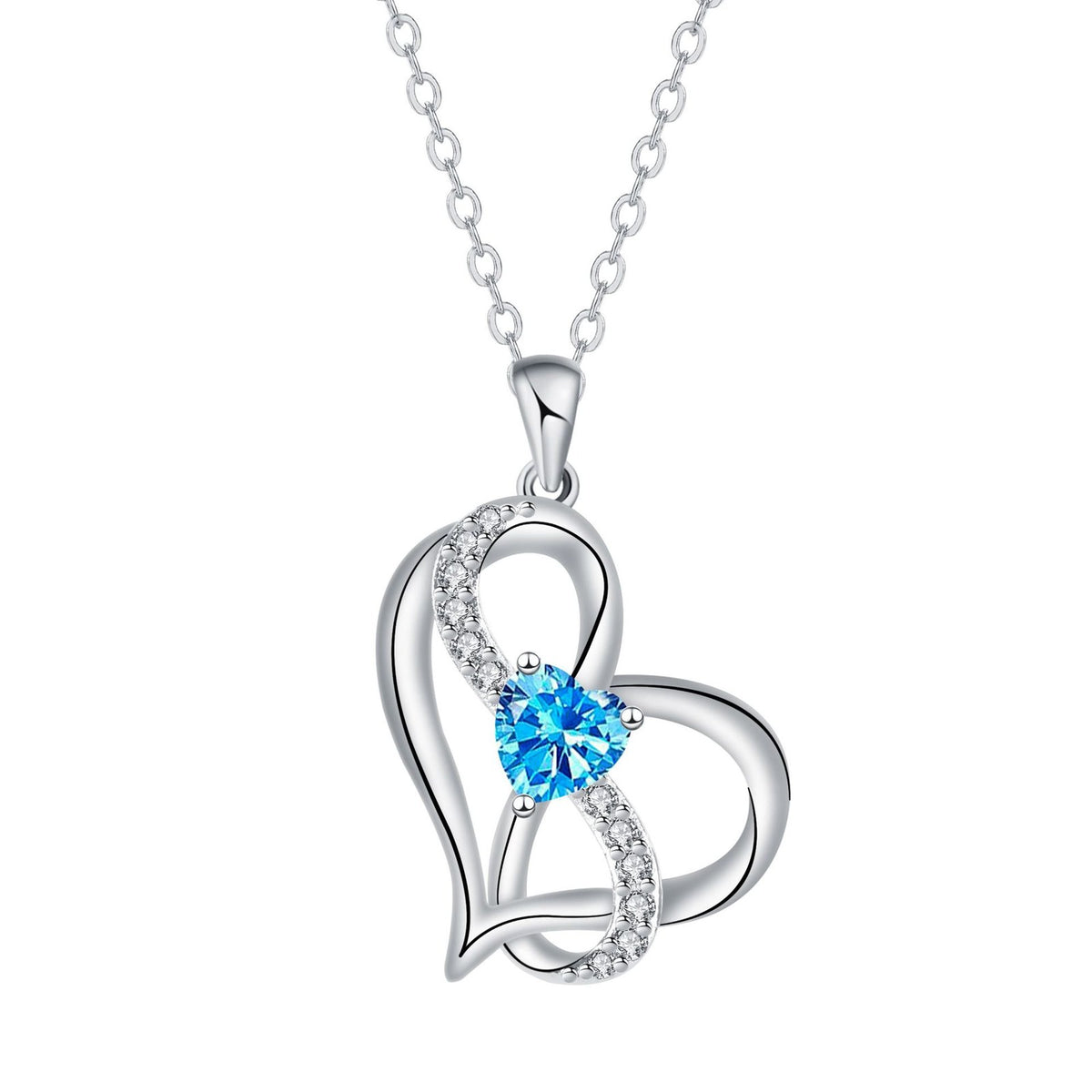 Romantic Interlocking Heart Pendant Necklace