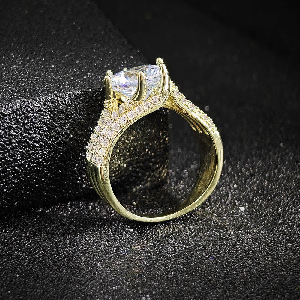 Classy Pave Hand Solitaire Ring