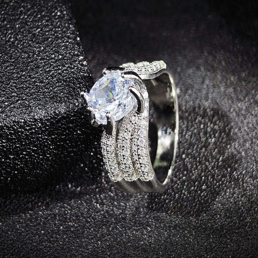 Classy Pave Hand Solitaire Ring