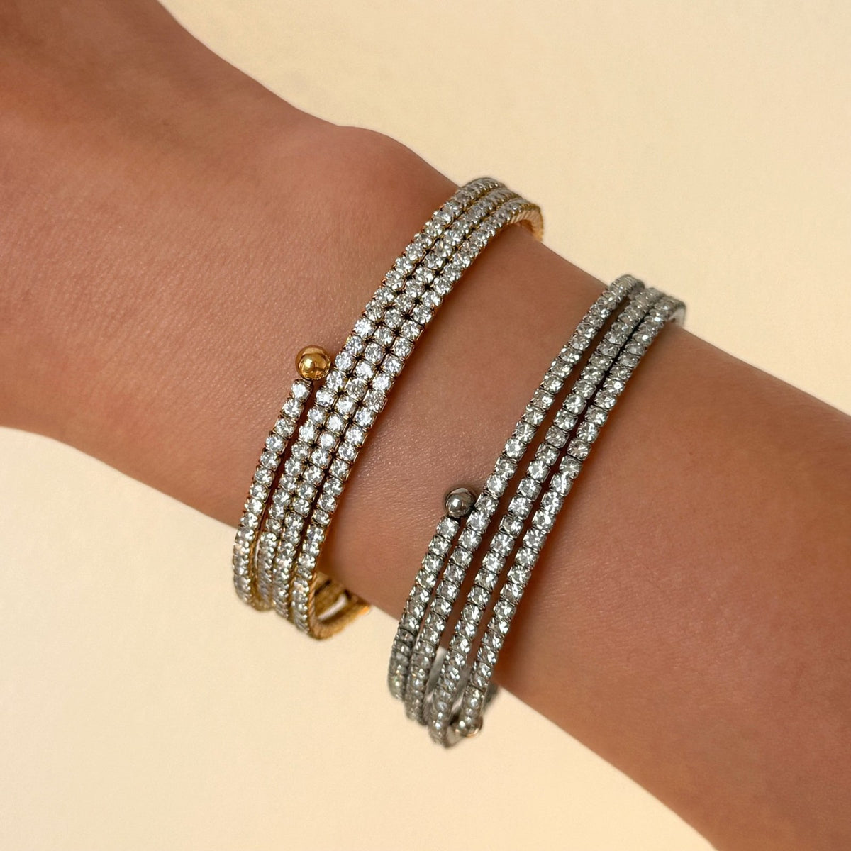 Classy Multi-Row Rhinestone Coil Bracelet