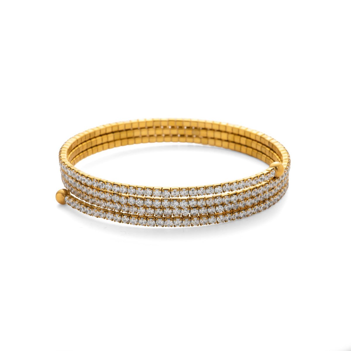 Classy Multi-Row Rhinestone Coil Bracelet