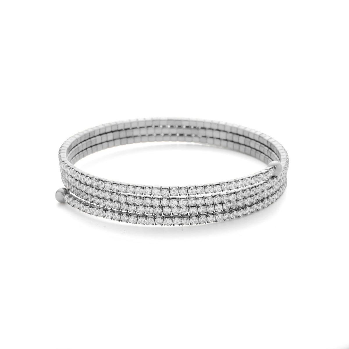 Classy Multi-Row Rhinestone Coil Bracelet