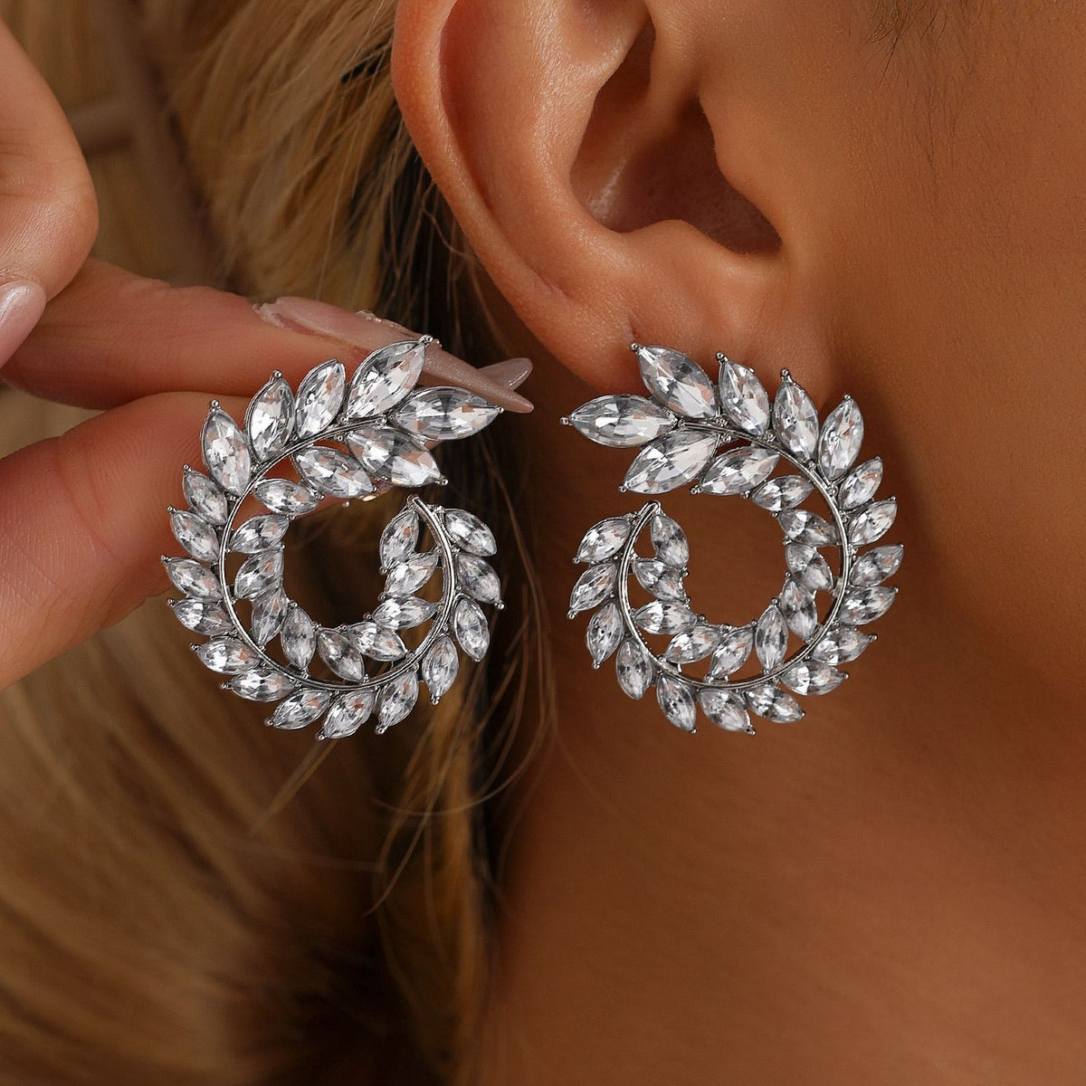 Classy Pave Crystal Spiral Earrings