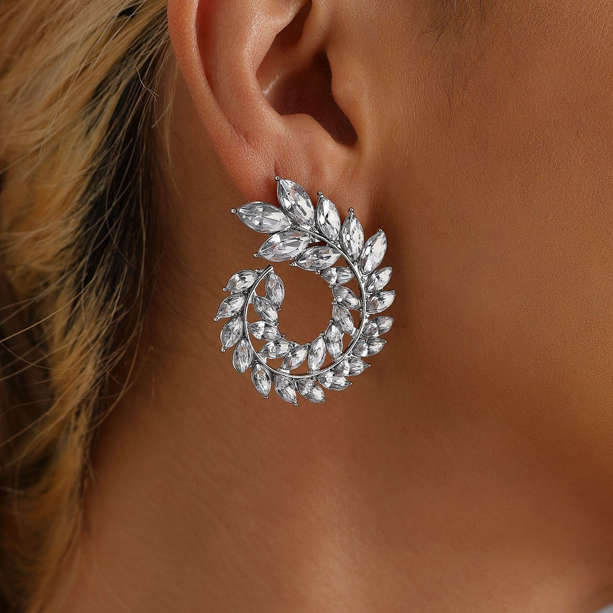 Classy Pave Crystal Spiral Earrings