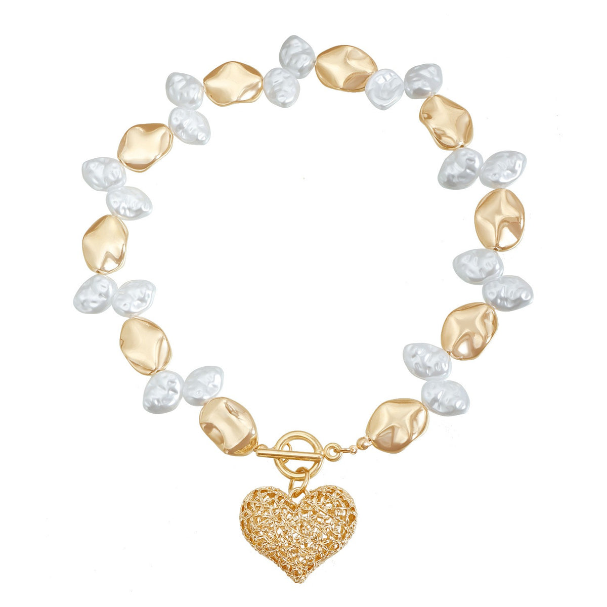 Classy Baroque Pearl Heart Necklace