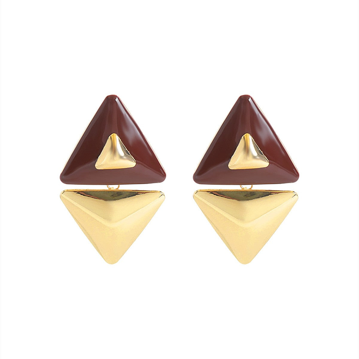 Classy Green Geometric Triangle Earrings