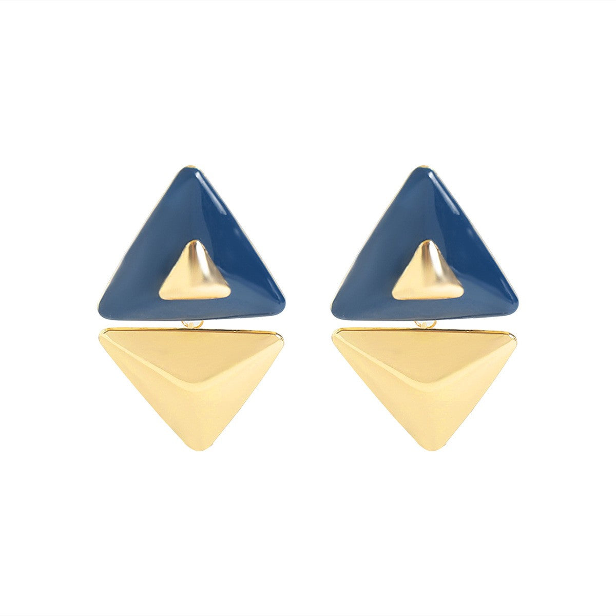 Classy Green Geometric Triangle Earrings