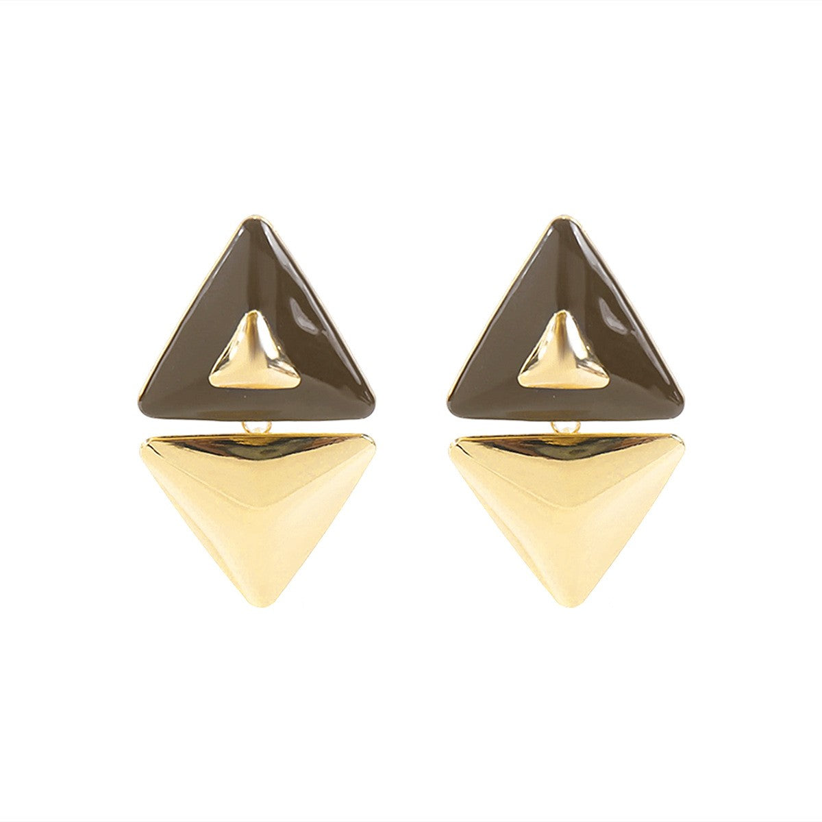 Classy Green Geometric Triangle Earrings
