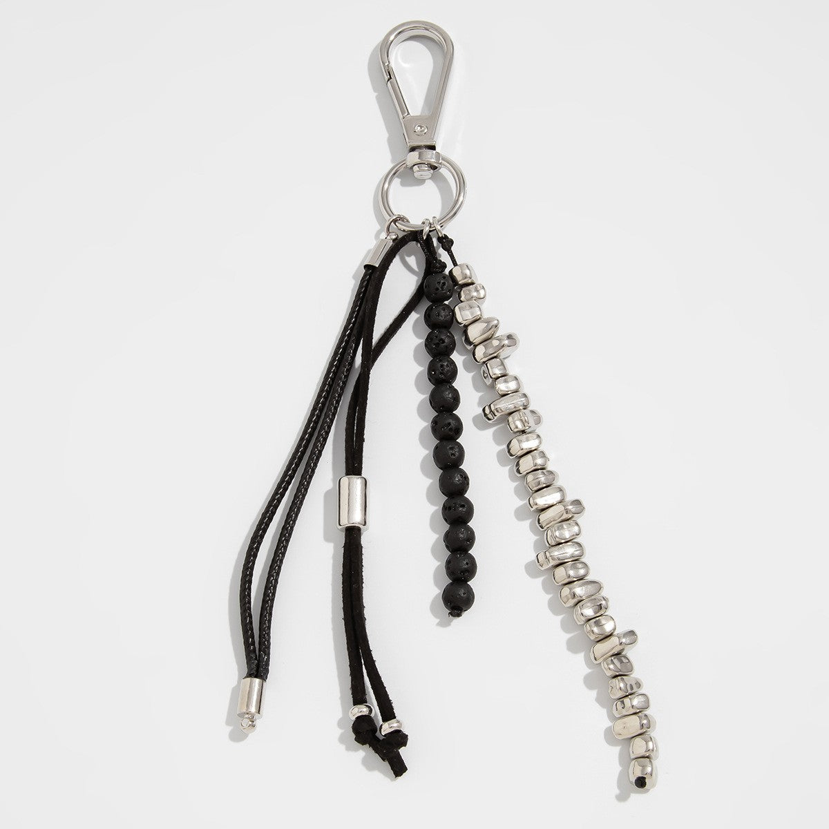 Edgy Black Bead Tassel Bag Charm