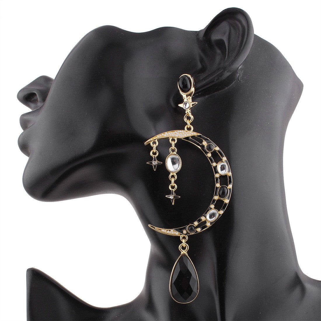 Boho Vintage Crescent Moon Teardrop Earrings