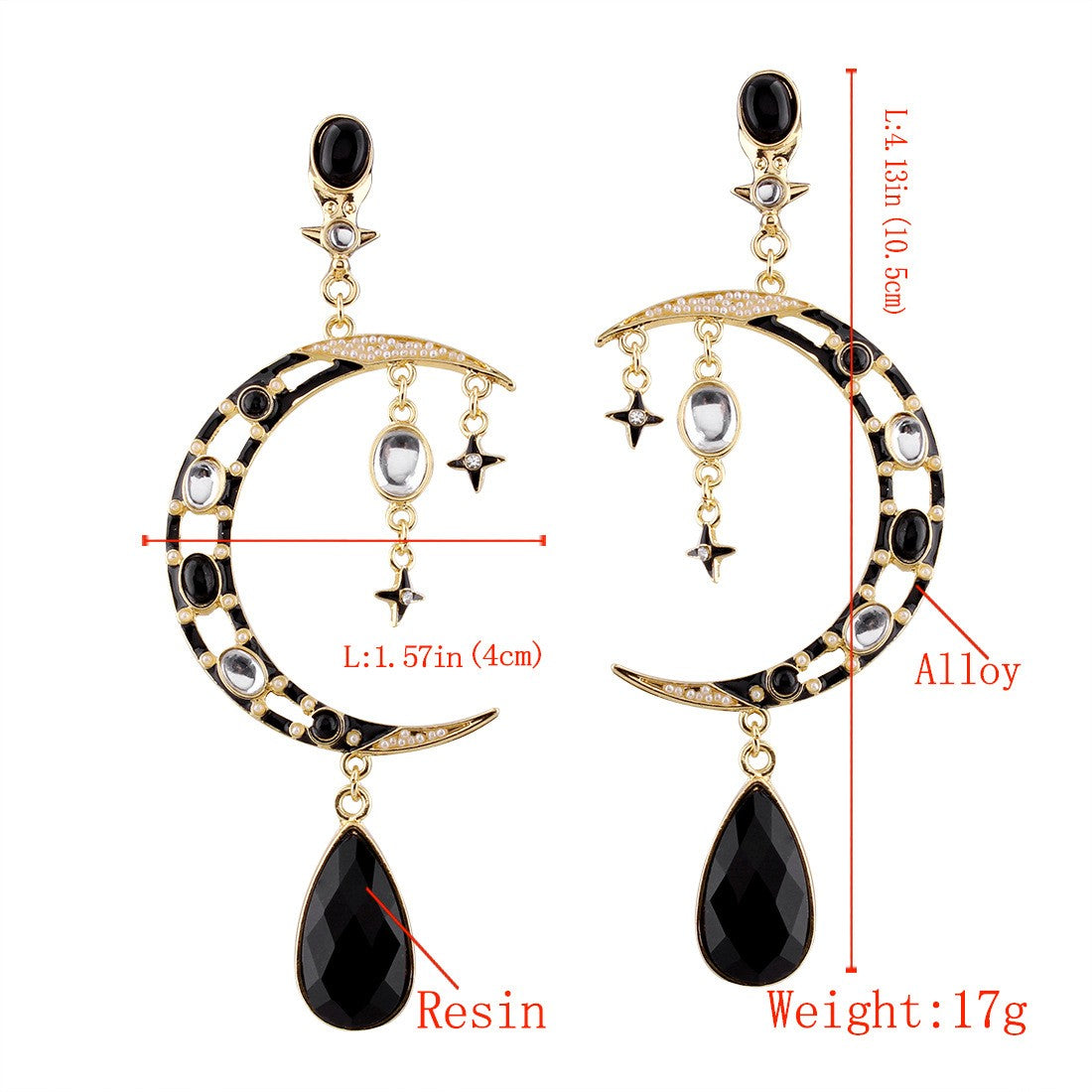 Boho Vintage Crescent Moon Teardrop Earrings