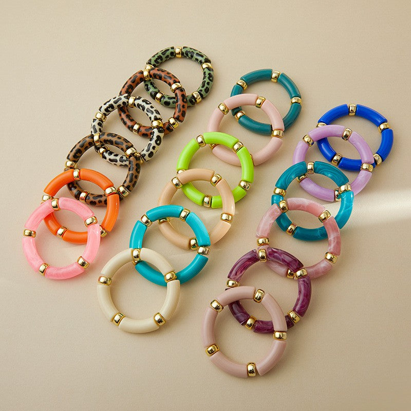 Classy Marbled Acrylic Tube Bracelet
