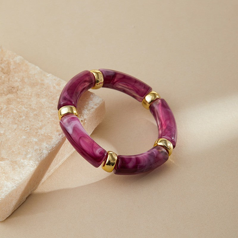 Classy Marbled Acrylic Tube Bracelet