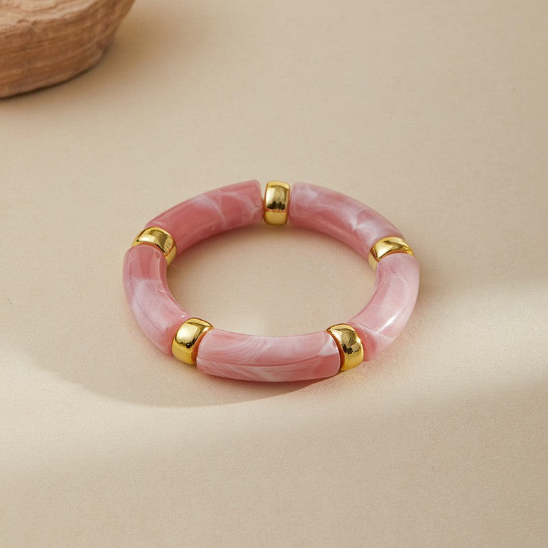 Classy Marbled Acrylic Tube Bracelet