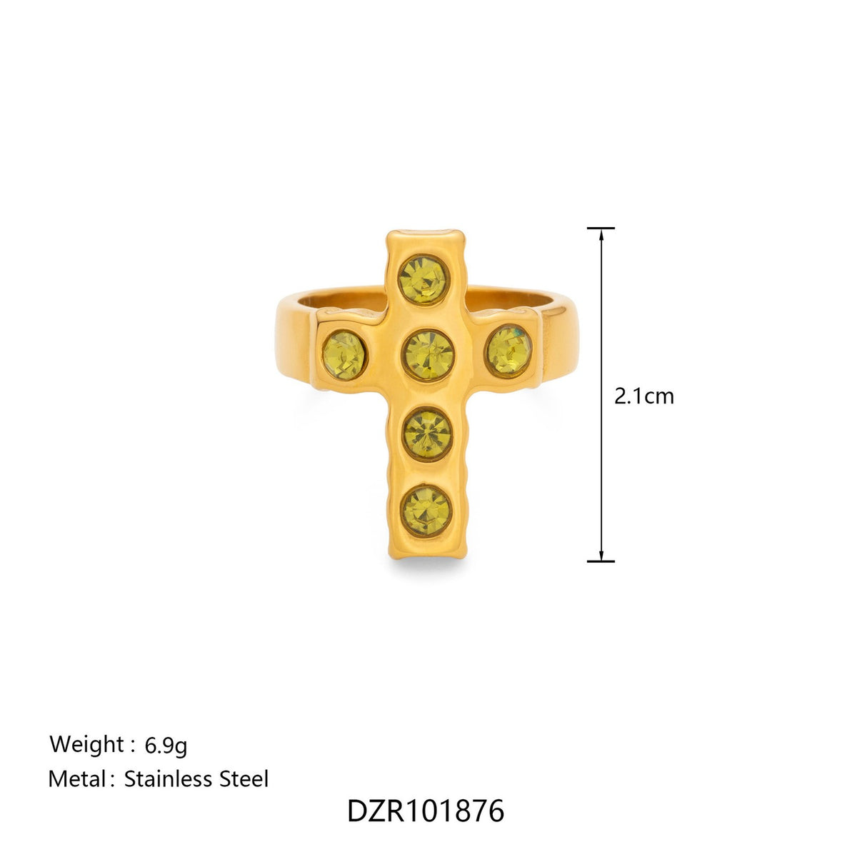 18k Dainty Cubic Zirconia Cross Ring