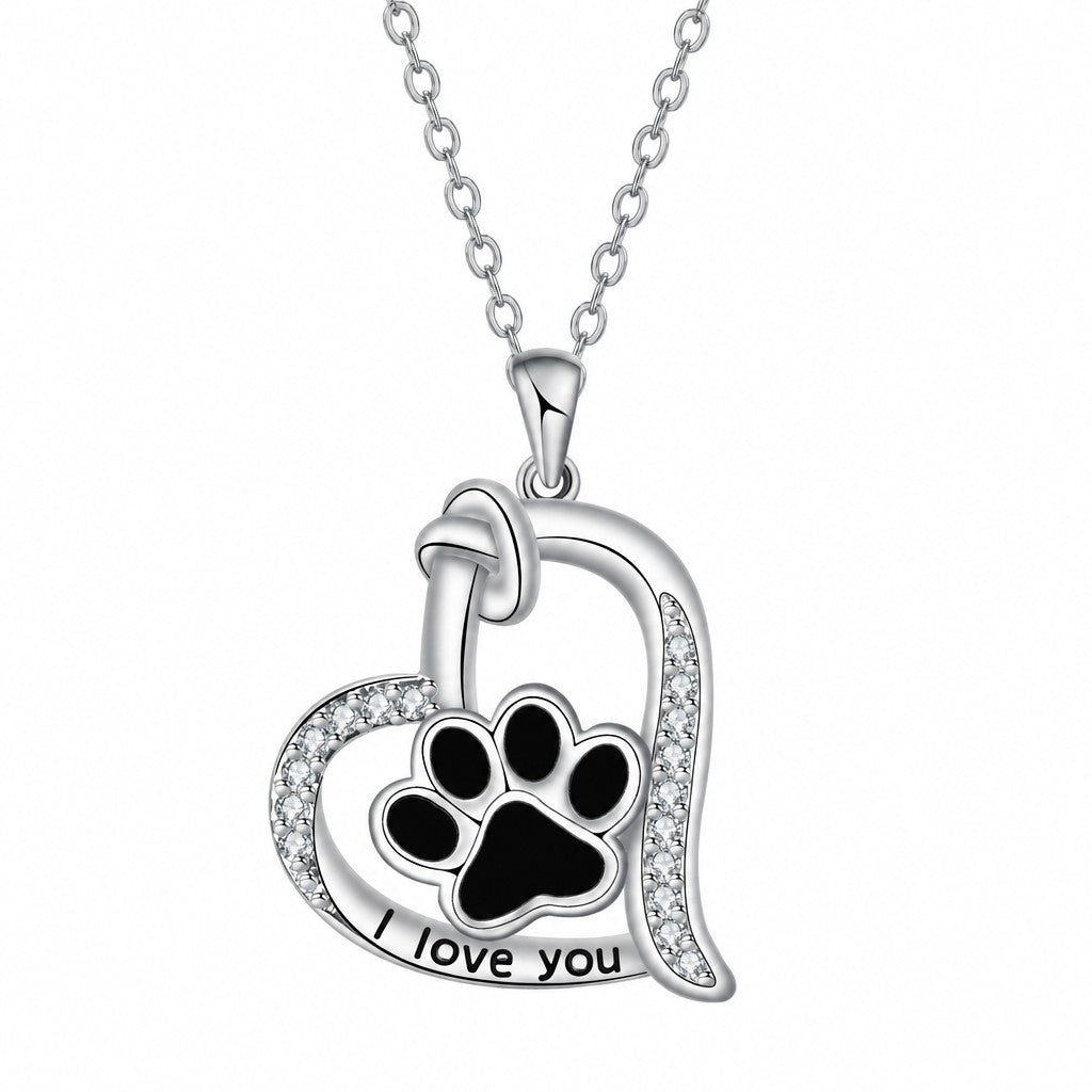 Romantic Paw Print Heart Necklace