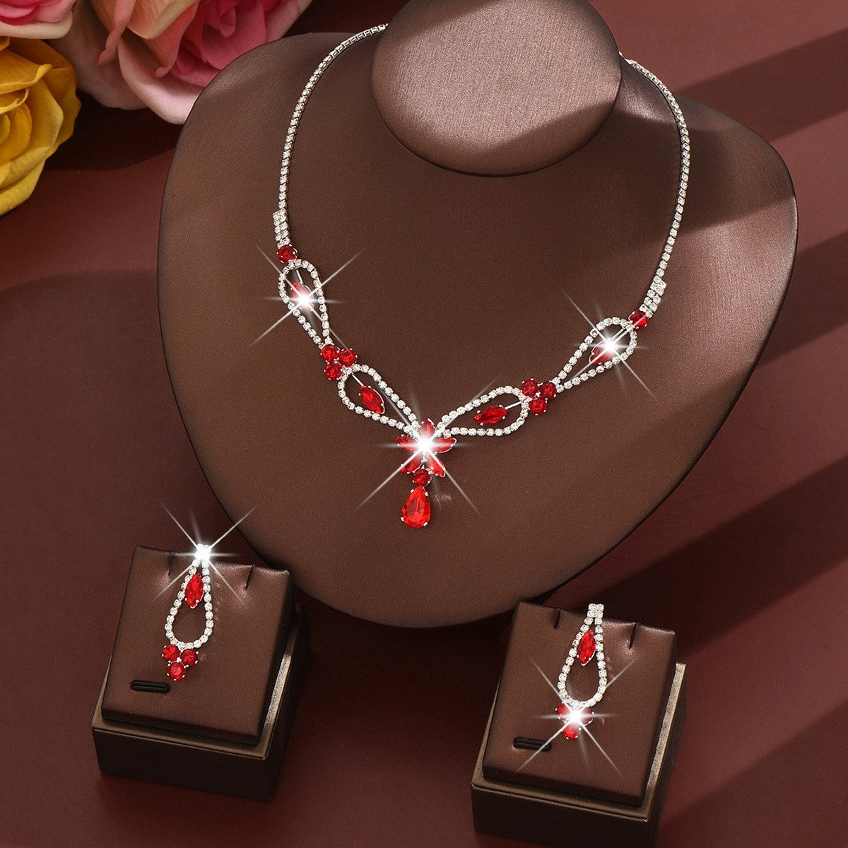 Elegant Rhinestone Star Necklace & Earring Set